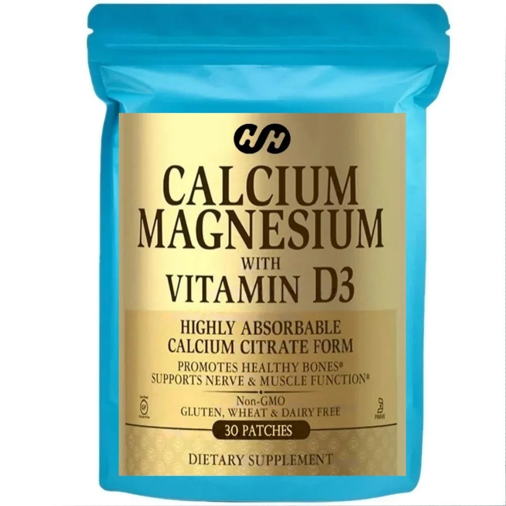 Calcium Magnesium Zinc Transdermal Patches with Vitamin D3 for Promotes Healthy Bone, Muscles, Calm Mood 30 Patches