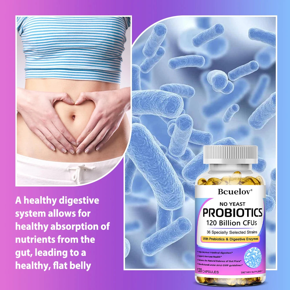 Premium Probiotics, with Prebiotics and Digestive Enzymes To Aid Digestion and Boost The Immune System - 120 Capsules