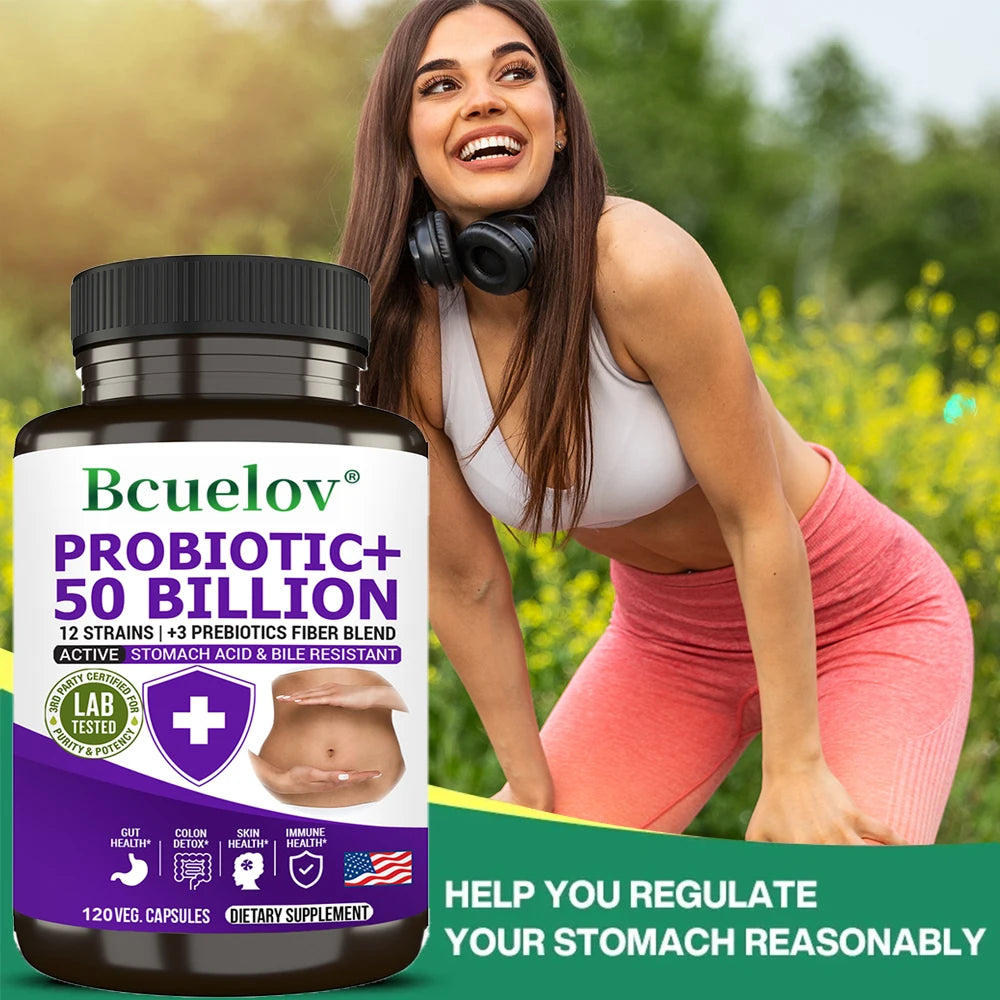 Probiotics + Prebiotics - Improve Digestion & Immunity, Relieves Constipation, Colon Detox, Support Intestinal Health Supplement