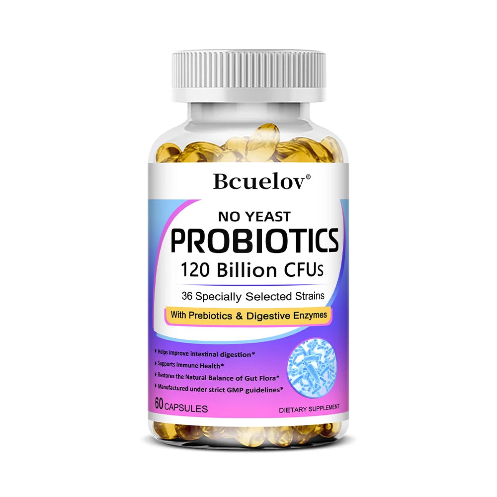 Premium Probiotics, with Prebiotics and Digestive Enzymes To Aid Digestion and Boost The Immune System - 120 Capsules