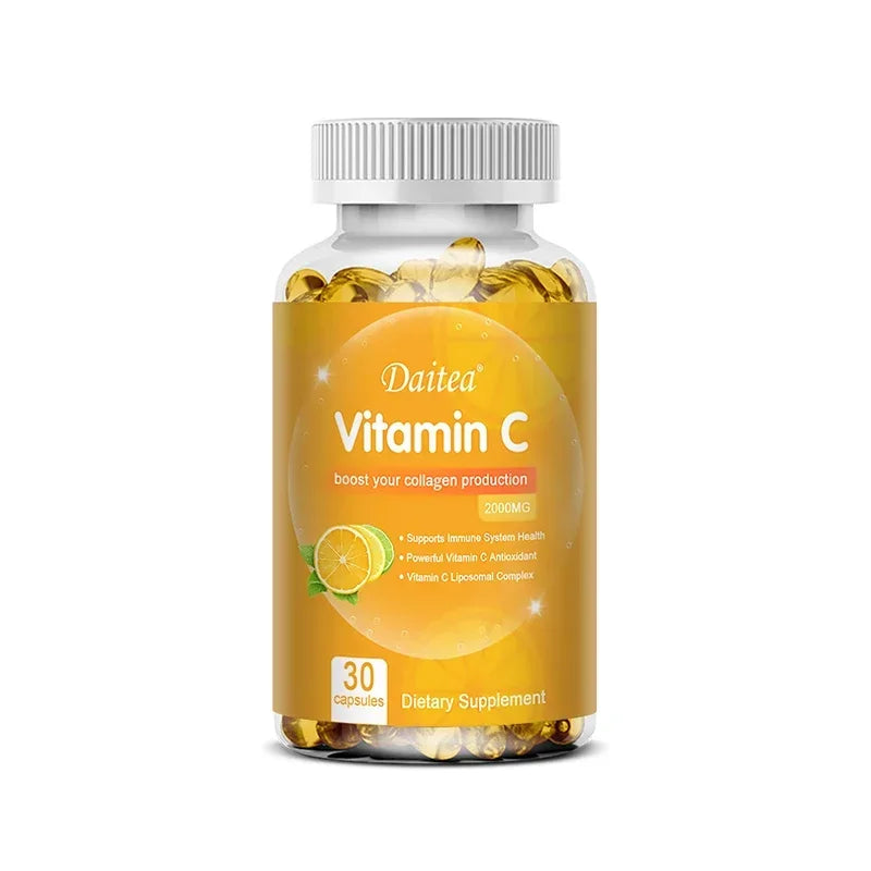 Vitamin C Capsules 2000 mg Rich In Antioxidant Helps Skin & nail and Hair Health  Immune System & Collagen Supplement