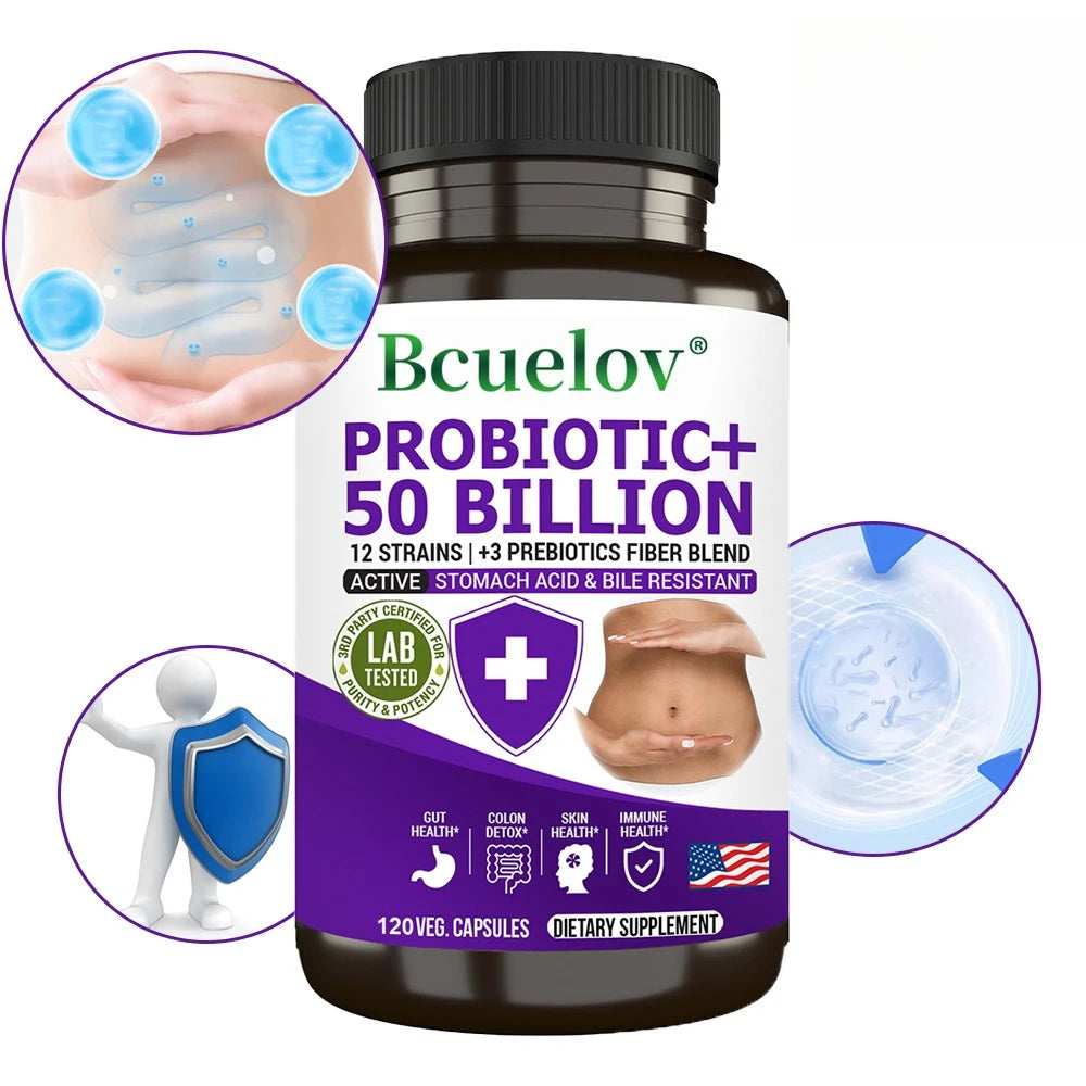 Probiotics + Prebiotics - Improve Digestion & Immunity, Relieves Constipation, Colon Detox, Support Intestinal Health Supplement