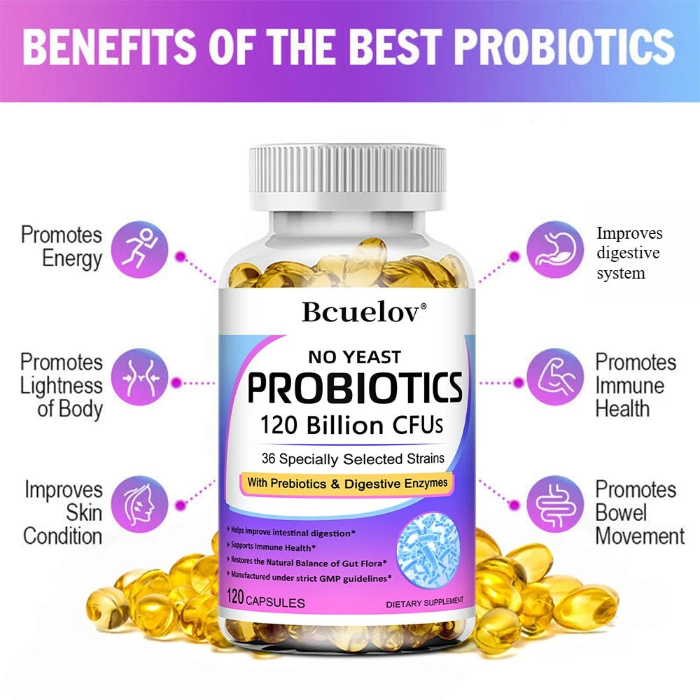Premium Probiotics, with Prebiotics and Digestive Enzymes To Aid Digestion and Boost The Immune System - 120 Capsules