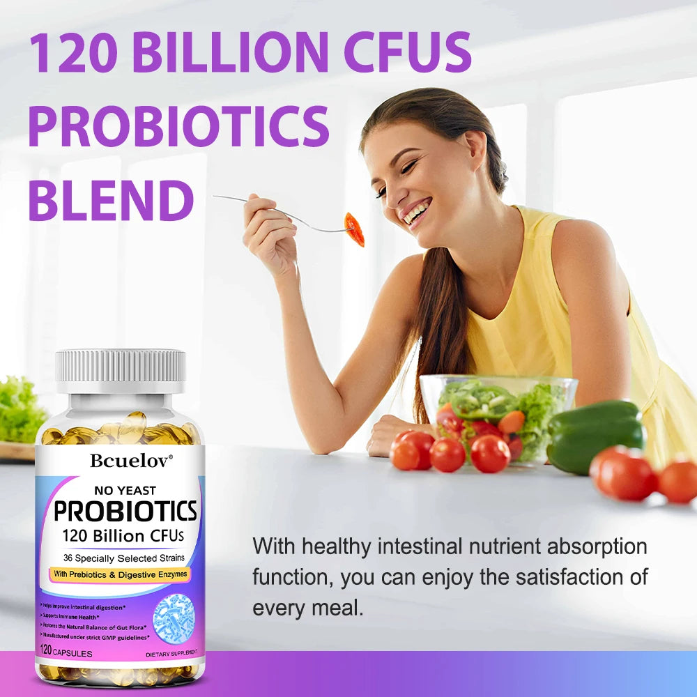 Premium Probiotics, with Prebiotics and Digestive Enzymes To Aid Digestion and Boost The Immune System - 120 Capsules