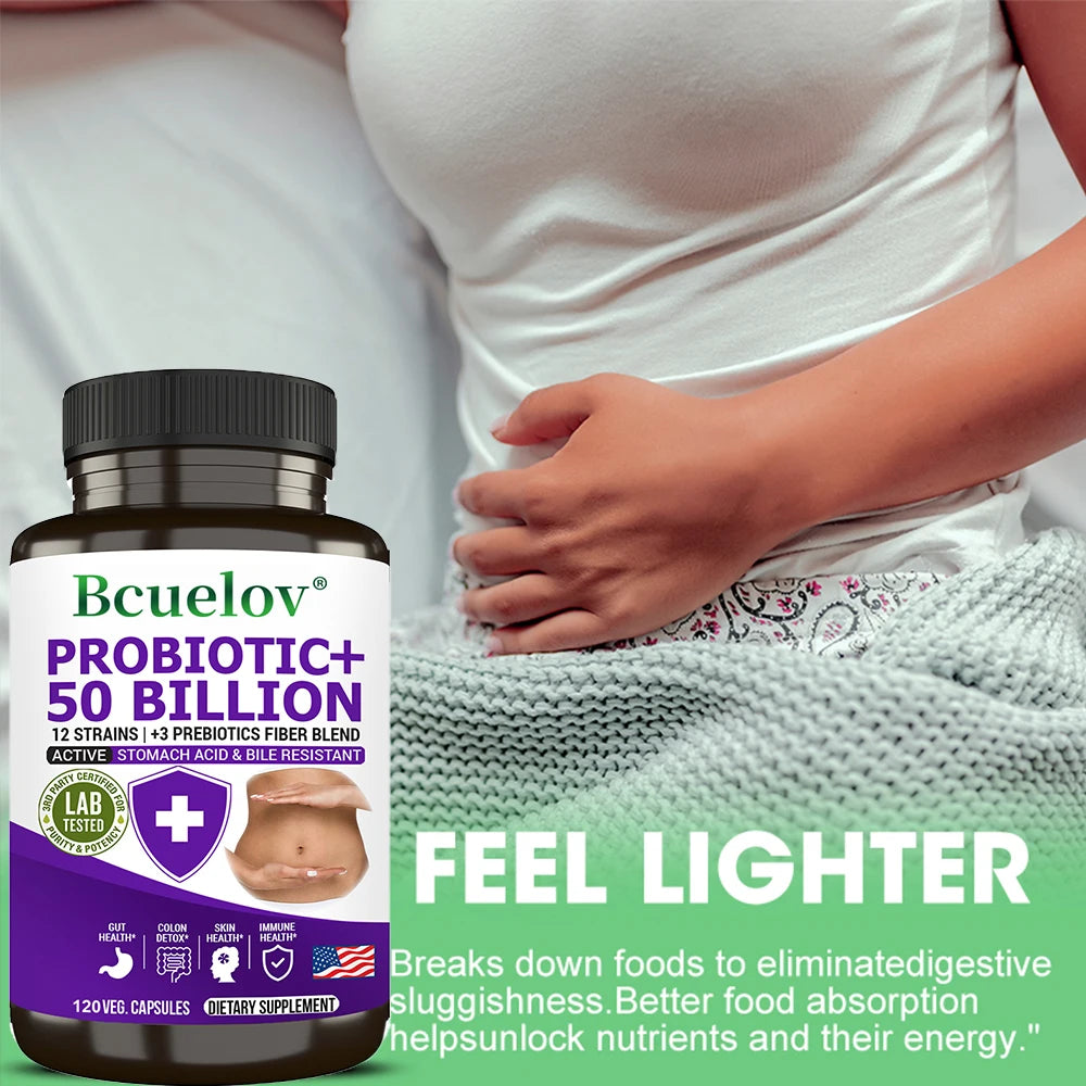 Probiotics + Prebiotics - Improve Digestion & Immunity, Relieves Constipation, Colon Detox, Support Intestinal Health Supplement
